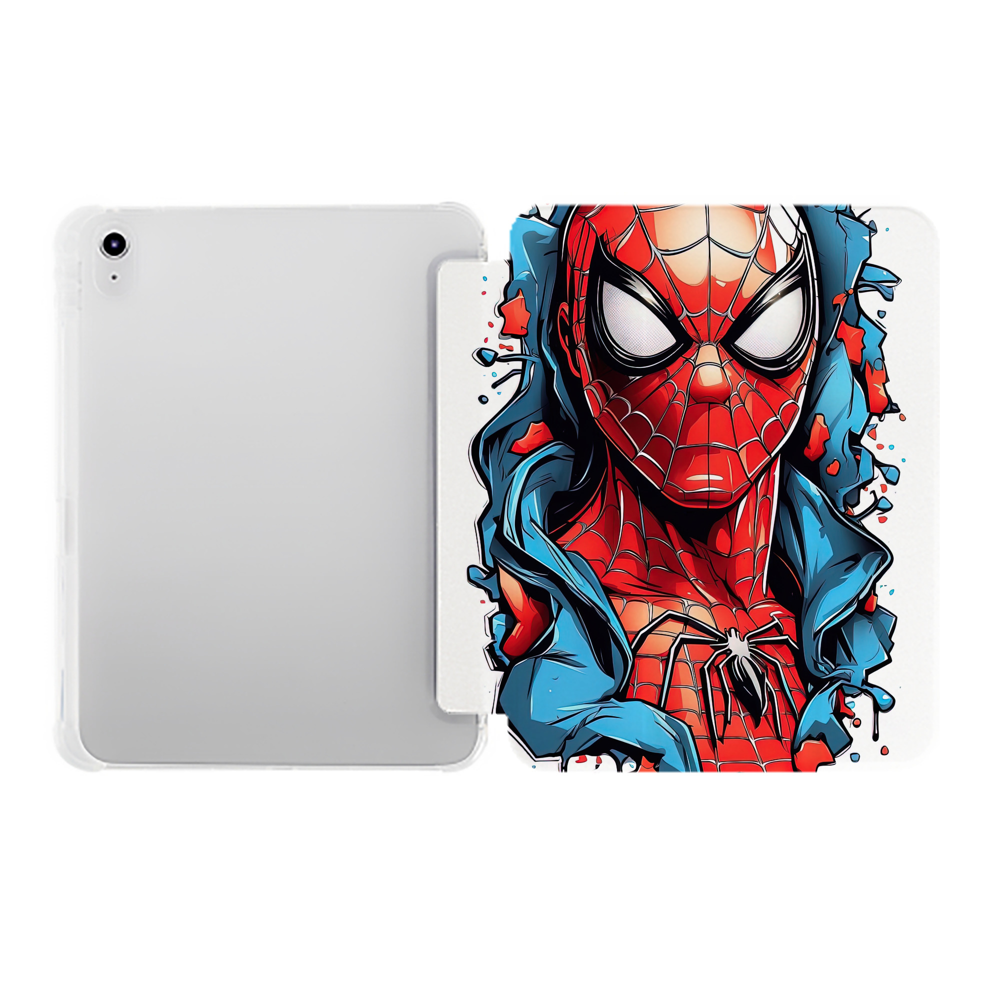 （画像用） Spider Man スパイダーマン IPad ケース ペン収納付き 三つ折りスタンド PUレザー×シリコン 対応機種9.5/10.5/10.9インチ